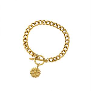 Custom Charm <b>Bracelet</b> Luxury Non Tarnish 14k 18k <b>Gold</b> Plated 316l Stainless Steel Flower Heart <b>Bracelet</b> for Women - Product Image 6
