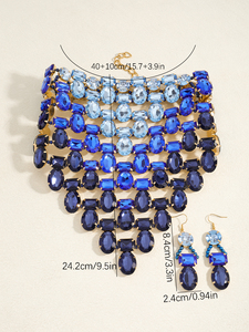 Conjunto de Joyería de Lujo Exagerado para Mujer, Gargantilla en Capas y Pendientes Colgantes, Accesorios para Fiesta, Boda, Eventos Formales - Product Image 6