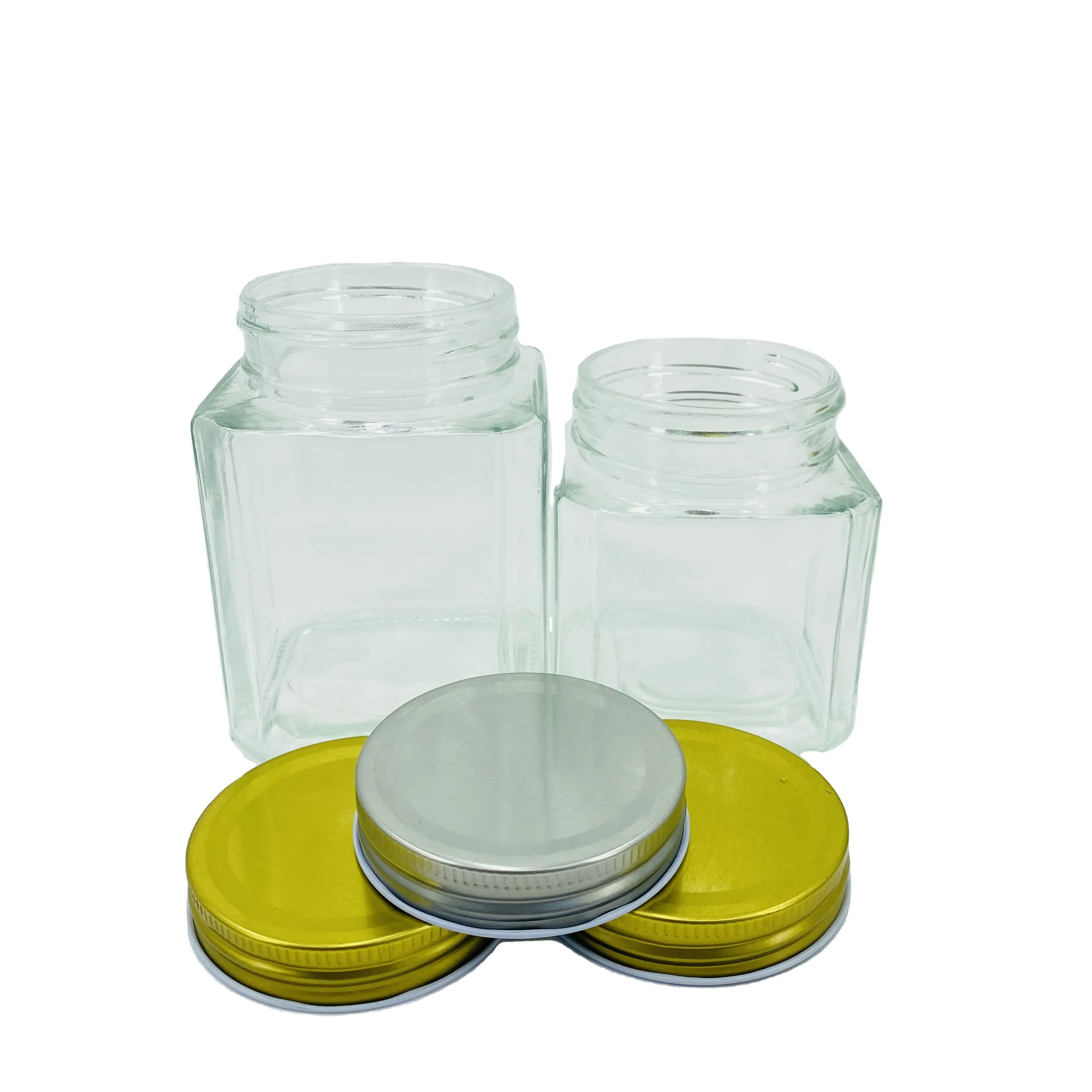 Hot Sale square Hermetic Glass Storage Jar with Lid for Pickle Food Jam with Screw Cap