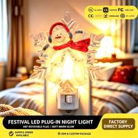 Veilleuse LED en forme de bonhomme de neige et flocon de cristal, à brancher, pour chambre à coucher, design hivernal, décoration de Noël, vente en gros, OEM et ODM
