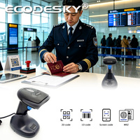 Escáner de Código de Barras Portátil EMT2196D-RF, Escaneo Automático, Lector de Códigos QR, OCR y MRZ con Base de Carga