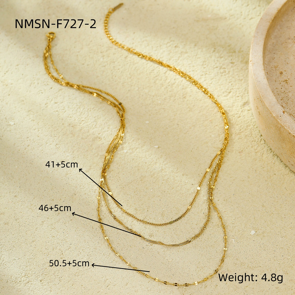 Nmn-f727-2 Golden three-layer necklace