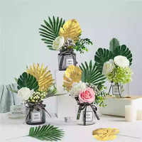 Feuilles de palmier artificielles Hopeak (Polyester) Grandes feuilles de Monstera pour thème tropical Hawaïen Luau Jungle Anniversaire Plage Mariage