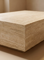Table basse en travertin beige, design simple et créatif, fabrication directe d'usine, en vente
