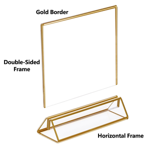 Marco dorado, etiqueta de precio acrílica, soporte <span class=keywords><strong>para</strong></span> señal, restaurante, Bar, menú, tarjeta de receta, soporte de exhibición de fotos <span class=keywords><strong>para</strong></span> decoraciones de boda - Product Image 2