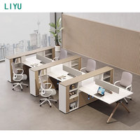 Bureau de travail commercial modulaire ouvert et extensible Liyu personnalisable pour 4 personnes, avec panneau en bois pour poste informatique