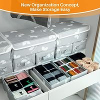 Organisateur de tiroir pour sous-vêtements avec couvercle et compartiments, idéal pour le rangement des vêtements dans la garde-robe (soutiens-gorge, chaussettes, chemises)