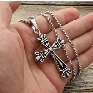 yunnique Crown <b>Cross</b> Pendant Necklace Stainless Steel Unisex Gift Jewelry - Product Image 3