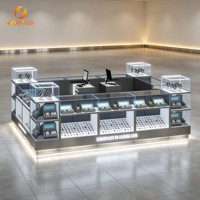 Kiosque d'exposition de montres Square Mall, vitrine en verre multi-niveaux avec éclairage LED, présentoir à bijoux pour magasin de détail