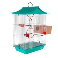 Cage à oiseaux portable avec toit pagode en fil métallique, nid de reproduction, jouets à suspendre, mangeoires, abreuvoir, pour perroquets et agapornis, robuste