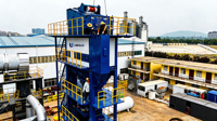 Centrale de mélange d'asphalte continue Uniquemac 80t/h à tambour, contrôle PLC, mélangeur de bitume haute efficacité 300 kW pour recyclage