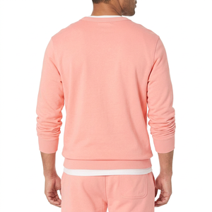 <b>Men's</b> Solid <b>Pink</b> Crew Neck <b>Sweatshirt</b> Oversized Fit Long Sleeve Casual Pullover Top 100% Cotton Digital Printing Front Logo - Product Image 2