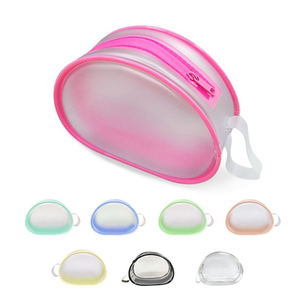 Custom PVC Clear Cosmetic Bag Zipper <b>Makeup</b> Pouch Transparent Toiletry <b>Case</b> With Handle - Product Image 1