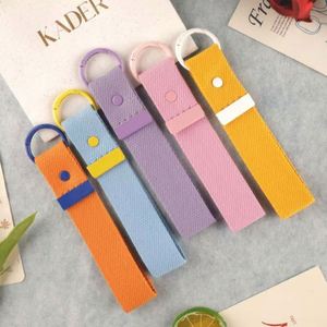 INS Style Korean Keychain Macaron Color Canvas Embroidery Luggage Strap Blank DIY <b>Name</b> Strip - Product Image 2