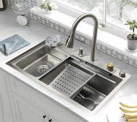 Robinet de cuisine intelligent multifonction à affichage numérique avec douchette extractible, cascade et lave-tasses, garantie 5 ans, design moderne