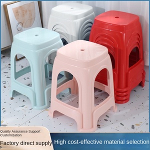 Vente de gros Tabouret moderne extra épais en plastique Chaise de table à manger carrée pour la maison Tabouret haut Banc pour adultes pour le salon - Product Image 5