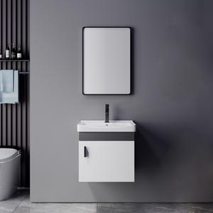 Mueble de Baño Pequeño y Económico de Madera Contrachapada para Montar en la Pared, Mueble de Baño Flotante Moderno que Ahorra Espacio con Lavabo Integrado - Product Image 2