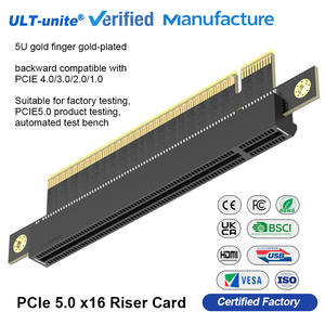 Adaptador <span class=keywords><strong>PCI</strong></span>-e ULT-unite, Tarjeta Riser PCIe 5.0 X16, Ranura de Extensión <span class=keywords><strong>PCI</strong></span> <span class=keywords><strong>Express</strong></span> 5.0 16X, Tarjeta de Prueba de Protección para Caja de Servidor de Computadora - Product Image 1