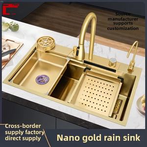 <span class=keywords><strong>Robinet</strong></span> de cuisine intelligent moderne en acier inoxydable noir avec cascade et lave-tasses, écologique, pour installation sous plan de travail - Usine d'éviers - Product Image 2