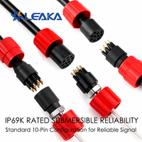 Conector Subacuático Compatible con SubConn de 10 Pines, Macho y Hembra, Cable de Pasamanos, 10A 600V IP69K, Impermeable, Chapado en Oro, Circular Marino