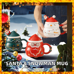 Taza de Café de Porcelana con Diseño Navideño de Santa Claus y Muñeco de Nieve, con Cuchara, para Fiestas, Venta al Por Mayor de Fábrica - Product Image 2
