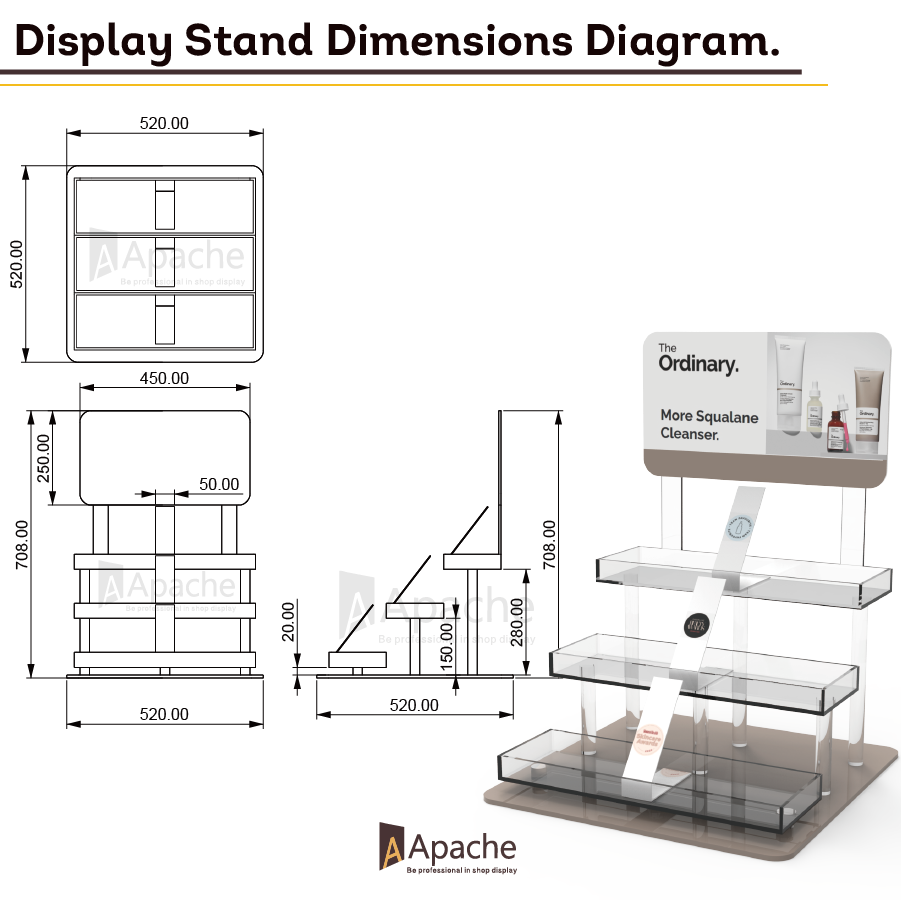 Apache Custom Acrylic Skincare Organizer for Professional Medical Beauty Clinics, Spa Receptions and Luxury Cosmetic Boutique — view 2