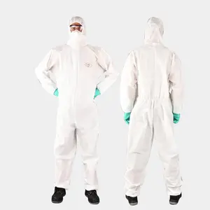 整体耐化学腐蚀OEM定制短信透气PPE微孔套装一次性防护服
