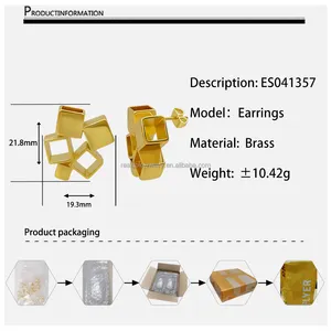 Geometric Design Brass Earring Jewelry Big Size Trendy Style For Woman Plain Brass Jewelry Gift Wholesale