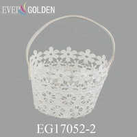 Panier de dentelle à crochet en coton, panier en coton tricoté à la main, vente en gros