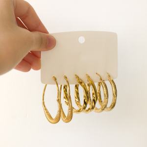 ต่างหูห่วงทองคำหรูหรา ชุบทอง 18k ป้องกันการแพ้ เหมาะสำหรับผู้หญิง - Product Image 3