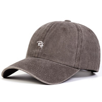 Gorra de Béisbol de Algodón Lavado Estilo Vintage al por Mayor de Fábrica, con Bordado de Letra RH, Gorra Desestructurada Tipo Dad Hat, Logotipo Bordado Personalizado, Ajustable