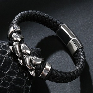 Bracciali Punk in pelle Hip Hop di alta qualità <span class=keywords><strong>con</strong></span> <span class=keywords><strong>bracciale</strong></span> da uomo <span class=keywords><strong>con</strong></span> gioielli di personalità <span class=keywords><strong>con</strong></span> fibbia magnetica - Product Image 5