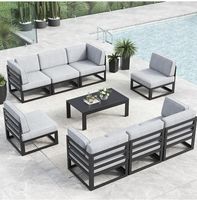 Ensemble de canapés de patio en aluminium moderne, luxueux, écologique, durable, résistant à la rouille et imperméable, avec tressage en corde, pour cour extérieure
