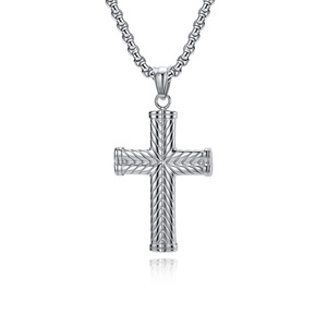 <b>Cross</b> Stainless Steel Necklace Unisex Sweater <b>Chain</b> Gift Jewelry - Product Image 1