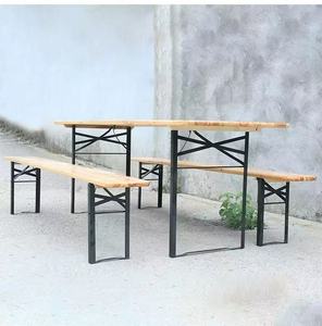 Set Tavolo e <span class=keywords><strong>Panca</strong></span> Birreria Robusto <span class=keywords><strong>da</strong></span> Esterno Pieghevole Rotondo in <span class=keywords><strong>Legno</strong></span> per Picnic, Cortile, Feste, Eventi e <span class=keywords><strong>Giardino</strong></span> - Product Image 3