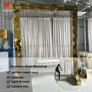 LEDA Birthday Party & Wedding Customized Stainless Steel Mirror Rectangle <b>Arch</b> Swing Metal <b>Decorative</b> Backdrop - Product Image 4