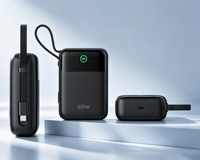 Prix d'usine OEM/ODM, charge super rapide 65W, batterie externe semi-solide 20000mAh haute capacité avec câble Type C, écran TFT