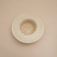 Chapeau de paille naturel pour femme, style marin, à calotte plate et bord plat, avec nœud en corde tressée, chapeau de soleil de plage, respirant, léger, style britannique