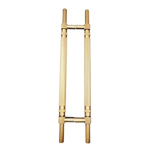 Poignée de porte moderne de luxe en alliage d'aluminium massif, finition bronze satiné <span class=keywords><strong>vert</strong></span>, pour maison et hôtel, avec motifs floraux et barres de porte en bois. - Product Image 2