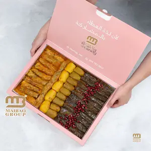 Confezione da forno cibo grado rosa carta Mochi ciambella di pasta per biscotti consegna scatole di biscotti con sacchetti, scatola di cioccolato carta regalo