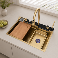 Évier de cuisine intelligent européen BEDE, fabricant d'éviers de style farmhouse multifonctionnels, à fixation murale, numérique, en acier inoxydable, moderne et dissimulé