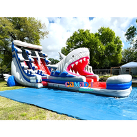 Toboggan aquatique gonflable style requin, double toboggan aquatique de 20 pieds pour usage commercial, enfants et adultes, extérieur et intérieur