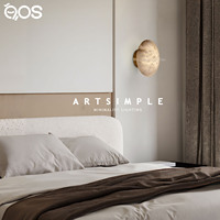 Applique murale moderne en albâtre naturel, lampe murale LED de luxe en laiton et pierre espagnole pour chambre à coucher, chevet, salon, hôtel
