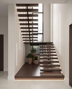 Escaliers intérieurs en bois personnalisés Escaliers modernes à simple/double poutre Mono Steel Stringer Flight <span class=keywords><strong>Escalier</strong></span> en bois massif - Product Image 3