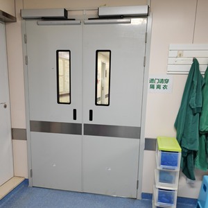 Porte d'hôpital à double ouverture en acier avec serrure électromagnétique à carte, porte intérieure coupe-feu de classe A - Product Image 1