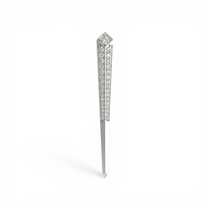 Broche Diamant Apex Plaqué Or Blanc 18K Élégance Architecturale Pavée pour Mariage Fiançailles Style Couture Moderne Élite - Product Image 5