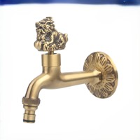 Robinet mural vintage G1/2'' pour eau froide, robinet de machine à laver en bronze antique pour jardin, évier extérieur, piscine, salle de bain