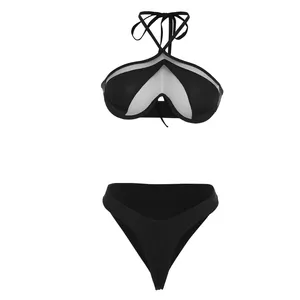 Conjunto de Bikini con estampado ajustado para mujer, ropa de baño con espalda descubierta, pantalones de dos piezas, 2022