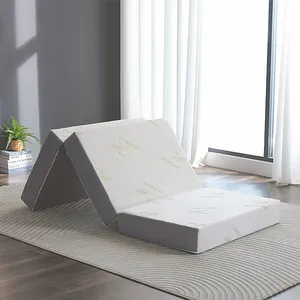 Özelleştirilmiş katlanabilir bambu kömür bellek köpük katlanır yatak yetişkin üç kat konuk yatak topper japon futon