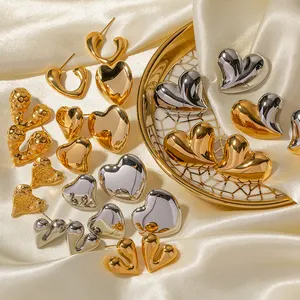 Popular Earrings 18K Gold Stainless Steel Personality Liquid Love Shaped Stud Earrings Design Sense Earrings Wholesale